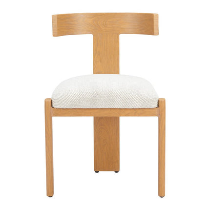 Beige and Natural Olefin Open Back Dining Side Chair HomeRoots