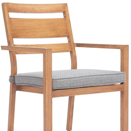 Set of Two Natural Slipcovered Slat Back Dining Arm Chairs