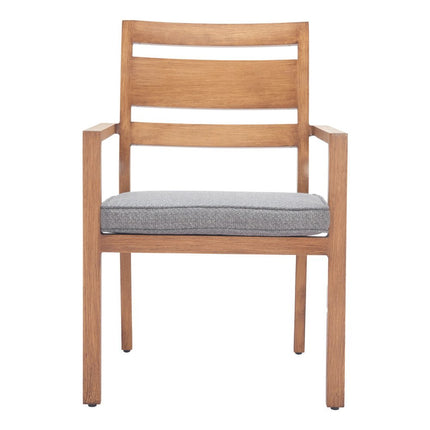 Set of Two Natural Slipcovered Slat Back Dining Arm Chairs