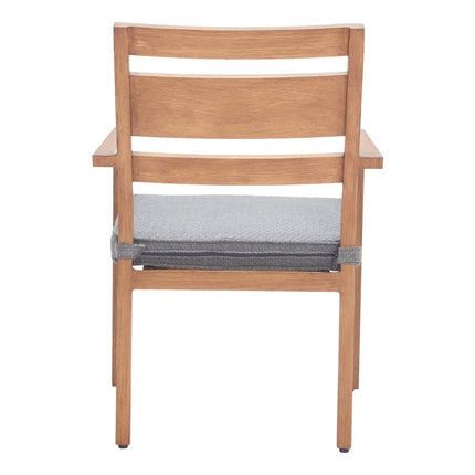 Set of Two Natural Slipcovered Slat Back Dining Arm Chairs