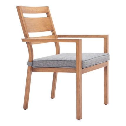 Set of Two Natural Slipcovered Slat Back Dining Arm Chairs