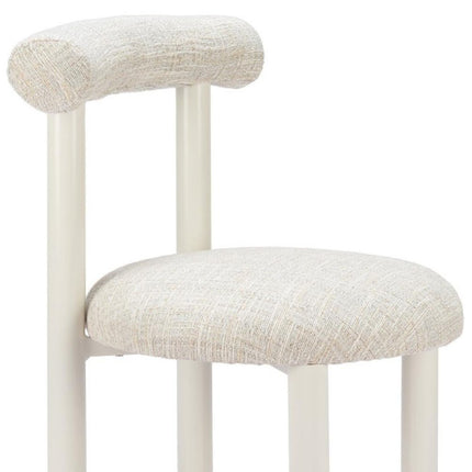 Beige and White Open Back Dining Side Chair