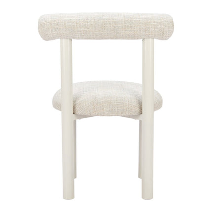 Beige and White Open Back Dining Side Chair