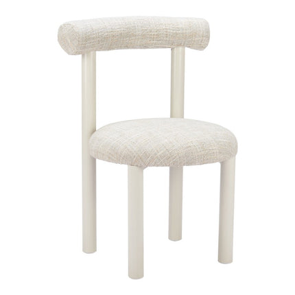 Beige and White Open Back Dining Side Chair