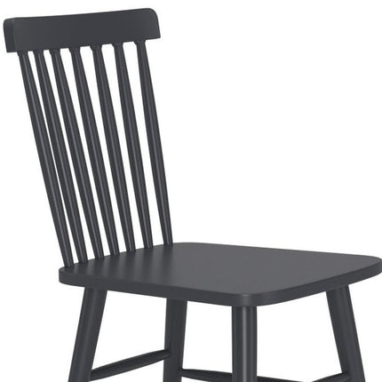 Set of Two Black Aluminum Slat Back Dining Side Chairs