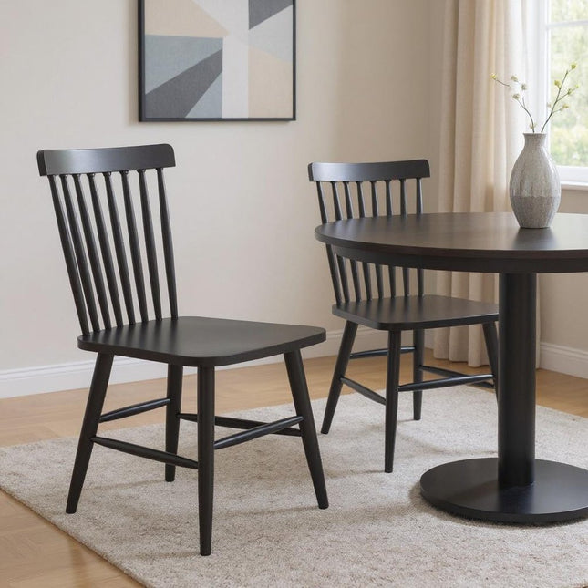Set of Two Black Aluminum Slat Back Dining Side Chairs HomeRoots