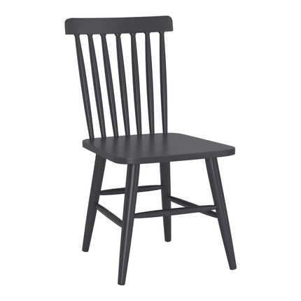 Set of Two Black Aluminum Slat Back Dining Side Chairs