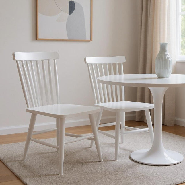 Set of Two White Aluminum Slat Back Dining Side Chairs HomeRoots