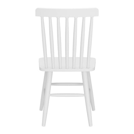 Set of Two White Aluminum Slat Back Dining Side Chairs