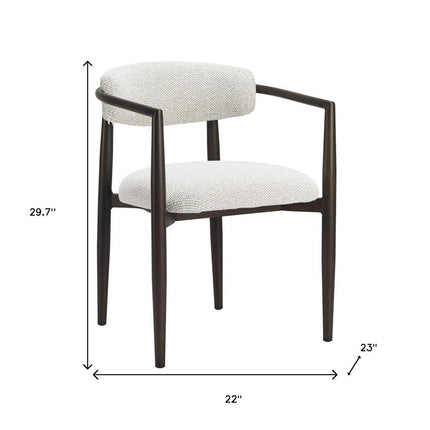 White and Black Open Back Dining Arm Chair
