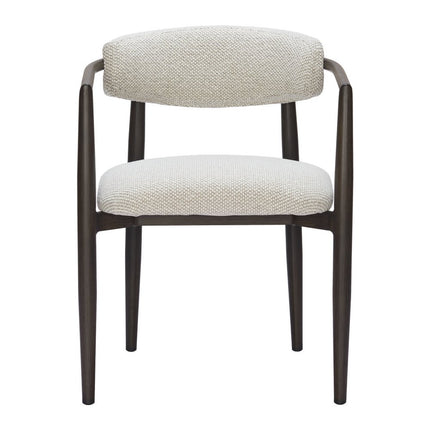 White and Black Open Back Dining Arm Chair