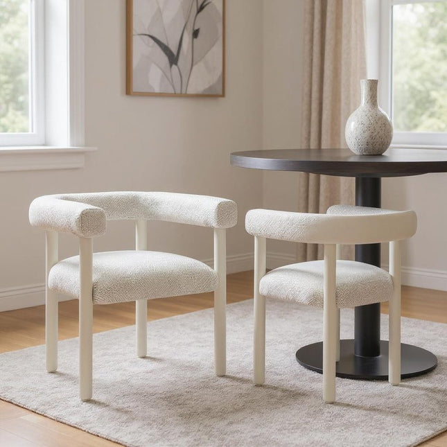 Set of Two White Open Back Dining Arm Chairs HomeRoots