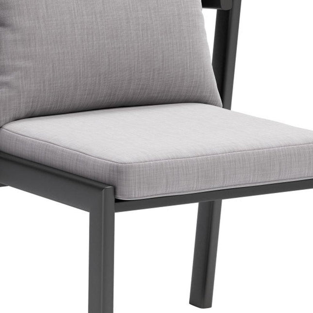 Set of Two Gray and Black Slipcovered Dining Side Chairs HomeRoots