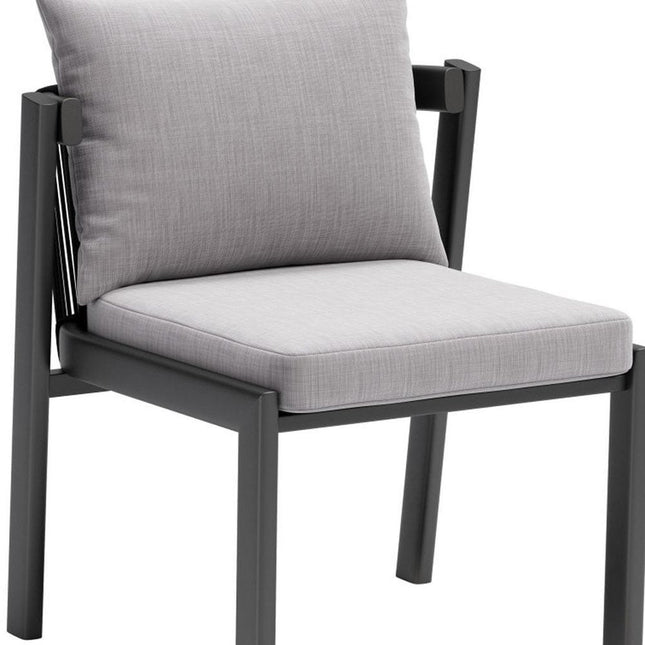 Set of Two Gray and Black Slipcovered Dining Side Chairs HomeRoots