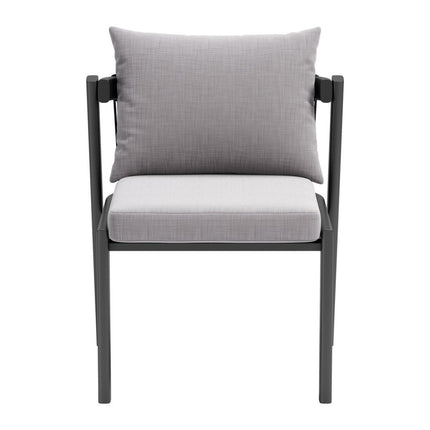 Set of Two Gray and Black Slipcovered Dining Side Chairs