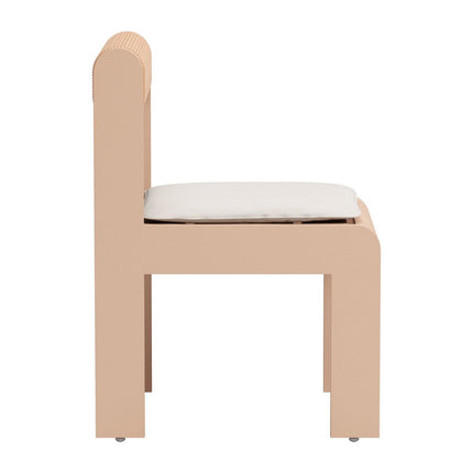 Set of Two White and Natural Slipcovered Open Back Dining Side Chairs