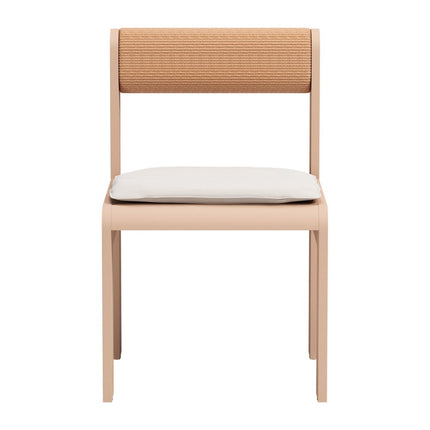Set of Two White and Natural Slipcovered Open Back Dining Side Chairs