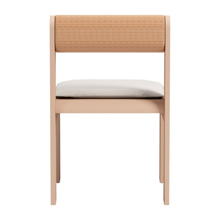 Set of Two White and Natural Slipcovered Open Back Dining Side Chairs