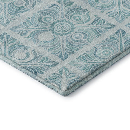 9' X 12' Turquoise And Ivory Medallion Washable Area Rug With UV Protection HomeRoots