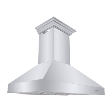 ZLINE 48" Professional Ducted Wall Mount Range Hood in Stainless Steel with Crown Molding (667CRN-48)