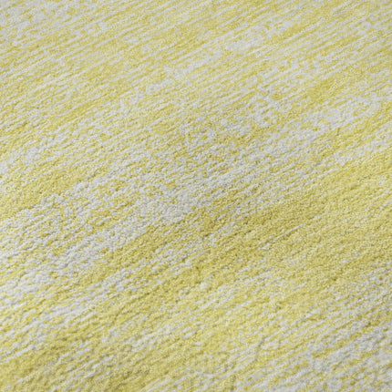 9' X 12' Yellow And Ivory Striped Washable Area Rug With UV Protection