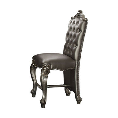 ACME 66837 Versailles Counter Height Chair (Set-2), Silver PU & Antique Platinum, 24" Seat Height ACME Furniture