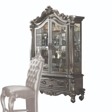 ACME 66838 Versailles Curio Cabinet, Antique Platinum (1Set/2Ctn) ACME Furniture