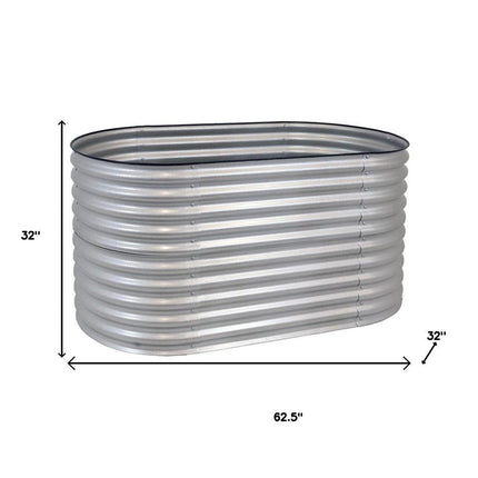 32" X 63" Silver Metal Oval Raised Garden Bed HomeRoots
