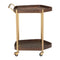 27" Walnut And Brass Wood and Steel Rolling Bar Cart HomeRoots
