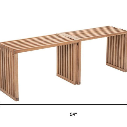 54" Natural Acacia Solid Wood Extendable Garden Patio Bench HomeRoots