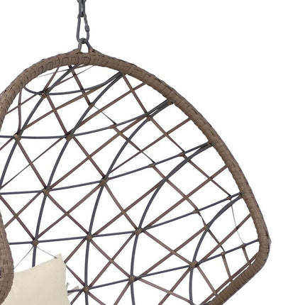 35" Beige Steel Outdoor Egg Chair HomeRoots