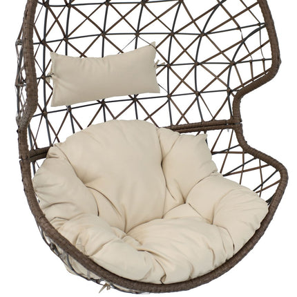 35" Beige Steel Outdoor Egg Chair HomeRoots