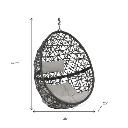 38" Gray Steel Outdoor Egg Chair HomeRoots