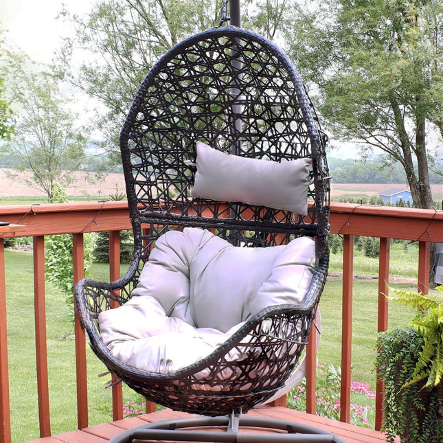 32" Gray Steel Outdoor Egg Chair HomeRoots