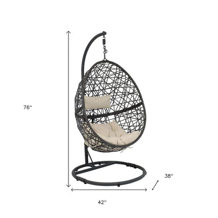 42" Beige Steel Outdoor Egg Chair HomeRoots