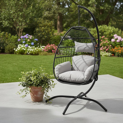 46" Gray Steel Outdoor Egg Chair HomeRoots