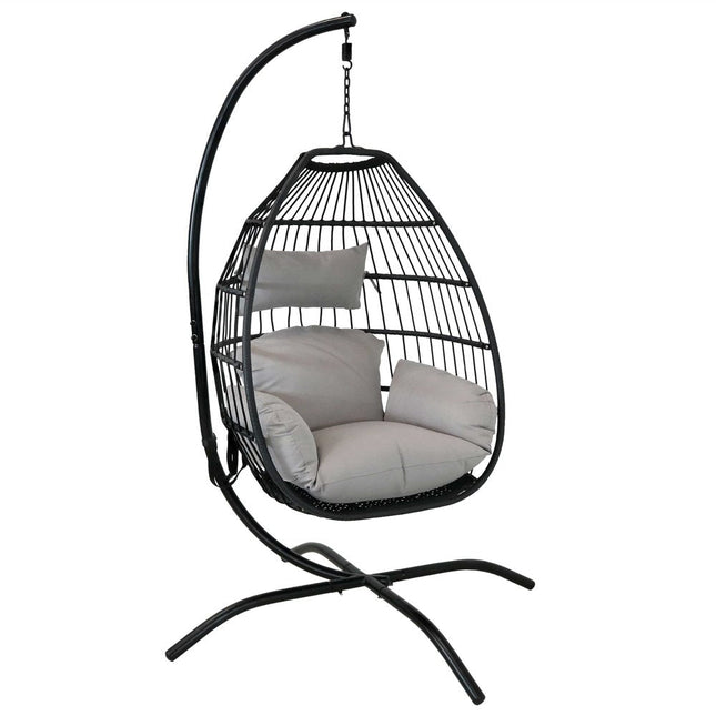 46" Gray Steel Outdoor Egg Chair HomeRoots