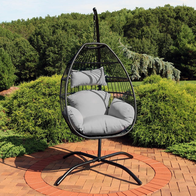 46" Gray Steel Outdoor Egg Chair HomeRoots