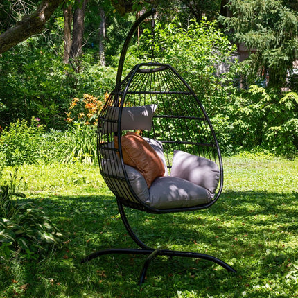 46" Gray Steel Outdoor Egg Chair HomeRoots