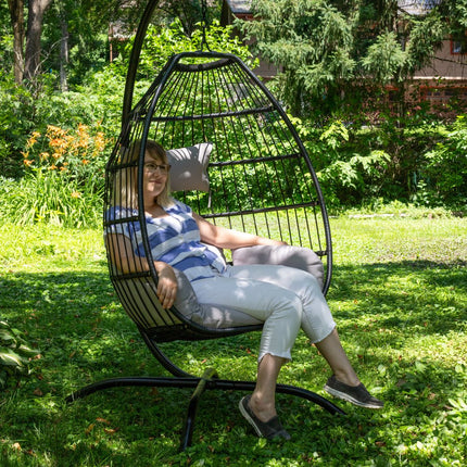 46" Gray Steel Outdoor Egg Chair HomeRoots