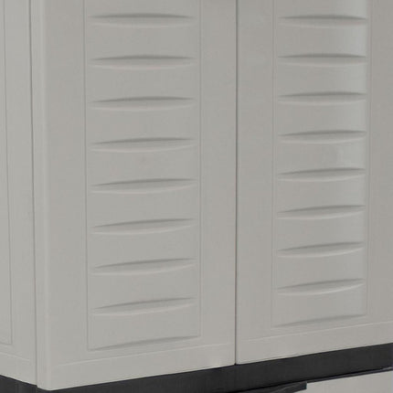 23" Black and Gray Plastic Accent Cabinet With Four Doors And One Drawer