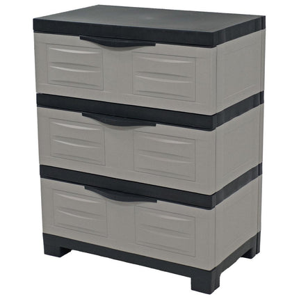 23" Gray and Black Plastic Accent Cabinet With Three Drawers HomeRoots