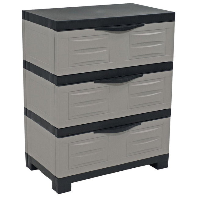23" Gray and Black Plastic Accent Cabinet With Three Drawers HomeRoots