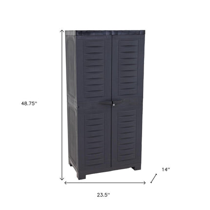 24" Charcoal Plastic Accent Cabinet With Two Doors