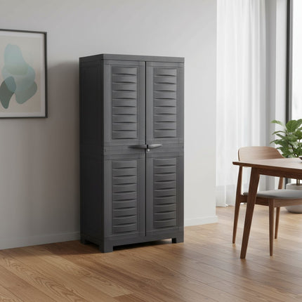 24" Charcoal Plastic Accent Cabinet With Two Doors