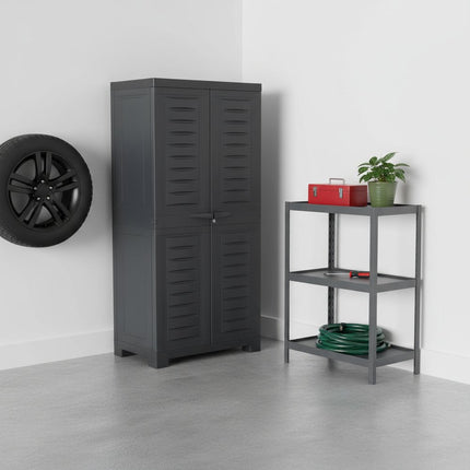 24" Charcoal Plastic Accent Cabinet With Two Doors