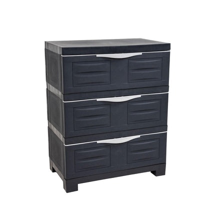 23" Charcoal Heavy Duty Plastic Cabinet With Three Drawers HomeRoots
