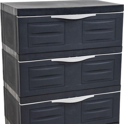 23" Charcoal Heavy Duty Plastic Cabinet With Three Drawers HomeRoots