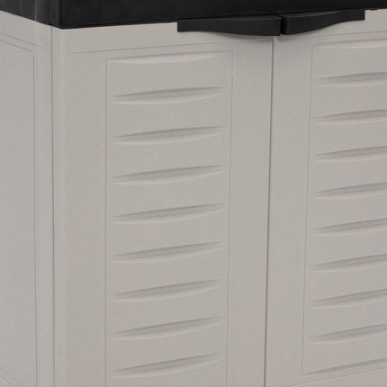 23" Black and Gray Plastic Accent Cabinet With Two Doors HomeRoots