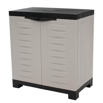 23" Black and Gray Plastic Accent Cabinet With Two Doors